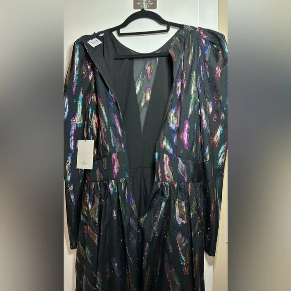 NWT LINI Gemma Puff Sleeve Metallic Rainbow Dress Size Small - Picture 11 of 13